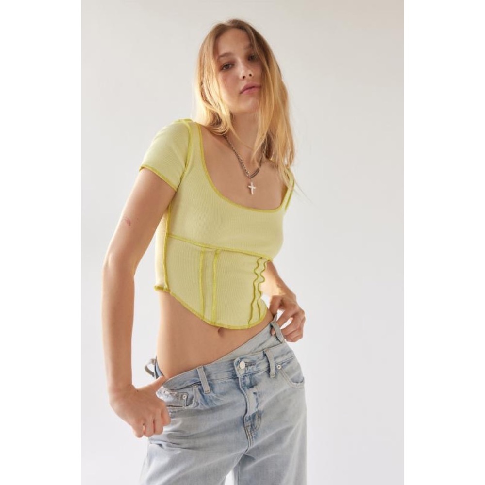 NWT UO Keanu Scoop Neck Corset Tee
